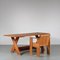Italian Crate Desk with Chair by Gerrit Rietveld for Cassina, 1970s, Set of 2 3
