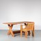 Italian Crate Desk with Chair by Gerrit Rietveld for Cassina, 1970s, Set of 2 4
