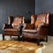 Vintage Brown Leather Wing Chair 1