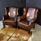 Vintage Brown Leather Wing Chair 2