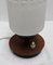 Small Vintage Black Metal and Teak Veneer Table Lamp with White Clear Glass Shade, 1970s 2