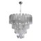 Large Pearl Grey Blown Murano Poliedri Glass Chandelier, 1980s, Image 4