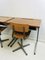 Vintage Dutch School Wooden Desks and Chairs Set, 1950s, Set of 4 15