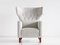 Finnish Pearl Bouclé Fabric and Beech Wingback Armchair by Paul Boman for Boman OY, 1940s, Image 5