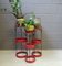 Black Metal and Red Rattan Plant Stands, 1970s, Set of 3, Image 2