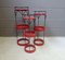 Black Metal and Red Rattan Plant Stands, 1970s, Set of 3 3