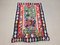 Small Vintage Turkish Black, Red, Blue, and Green Wool Tribal Kilim Rug, 1950s 4