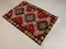Small Vintage Turkish Red, Black, Pink, Blue, and Green Wool Kilim Rug, 1950s 6