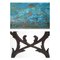 Wooden Bench with Blue Patina and Carved Cast Iron, 1940s, Image 5