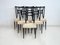 Ebonized Wood Dining Chairs, 1950s, Set of 6 1