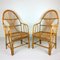 Large Vintage Bamboo & Rattan Lounge Chairs, 1960s, Set of 2 1