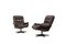 Danish Swivel Lounge Chairs in Brown Leather, 1970s, Set of 2 1