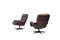 Danish Swivel Lounge Chairs in Brown Leather, 1970s, Set of 2 4