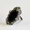 Scandinavian Oval Black Stone Silver Ring, 1940s 4
