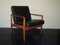 Danish Teak and Black Leather Lounge Chair, 1960s 1