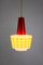 Lámpara colgante Mid-Century de vidrio rojo y amarillo, Imagen 6