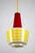 Lámpara colgante Mid-Century de vidrio rojo y amarillo, Imagen 10