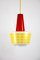 Mid-Century Red and Yellow Glass Pendant Lamp 3