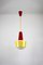 Mid-Century Red and Yellow Glass Pendant Lamp 2