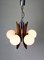 Mid-Century Danish 5 Light Opaline Glass & Wood Chandelier, Image 6