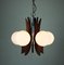 Mid-Century Danish 5 Light Opaline Glass & Wood Chandelier, Image 13