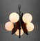 Dänischer Mid-Century Kronleuchter aus Opalglas & Holz mit 5 Leuchten 7