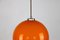 Lámpara colgante Mid-Century de vidrio naranja, Imagen 4
