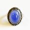 Small Scandinavian Oval Blue Stone Decorated Silver Ring, 1950s, Image 3