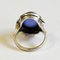 Small Scandinavian Oval Blue Stone Decorated Silver Ring, 1950s 6