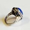 Small Scandinavian Oval Blue Stone Decorated Silver Ring, 1950s 4