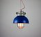 Lámpara colgante industrial vintage pequeña azul de TEP, Imagen 12
