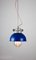 Lámpara colgante industrial vintage pequeña azul de TEP, Imagen 5