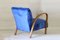 Art Deco Blue Velvet Lounge Chair, 1940s 3
