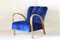 Art Deco Blue Velvet Lounge Chair, 1940s 1
