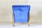 Art Deco Blue Velvet Lounge Chair, 1940s 6