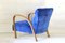 Art Deco Blue Velvet Lounge Chair, 1940s 2