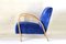 Art Deco Blue Velvet Lounge Chair, 1940s 4