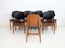 Black Faux Leather and Wood Dining Chairs from La Permanente Mobili Cantù, 1950s, Set of 8 3