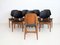 Schwarze Kunstleder und Holz Esszimmerstühle von La Permanente Mobili Cantù, 1950er, 8er Set 3