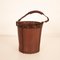 Vintage Brown Leather Paper Basket 1