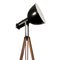 Black Enamel Vintage Industrial Spotlight on Wooden Tripod 2