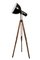 Black Enamel Vintage Industrial Spotlight on Wooden Tripod 1