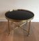 French Neoclassical Style Round Brass Coffee Table with Black Lacqued Top, 1940s 1