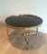 French Neoclassical Style Round Brass Coffee Table with Black Lacqued Top, 1940s 5