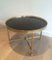 Table Basse Ronde de Style Néoclassique en Laiton avec Plateau Laqué Noir, France, 1940s 5