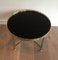 French Neoclassical Style Round Brass Coffee Table with Black Lacqued Top, 1940s 3