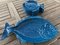 Servizio di pesce vintage in terracotta blu, anni '60, set di 7, Immagine 2