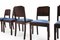 Art Deco Dining Chairs with Blue Seat, Set of 6 6