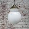 White Porcelain Opaline Milk Glass Vintage Brass Pendant Light 3