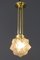 Art Deco Brass and White Frosted Glass Pendant Light, Image 2
